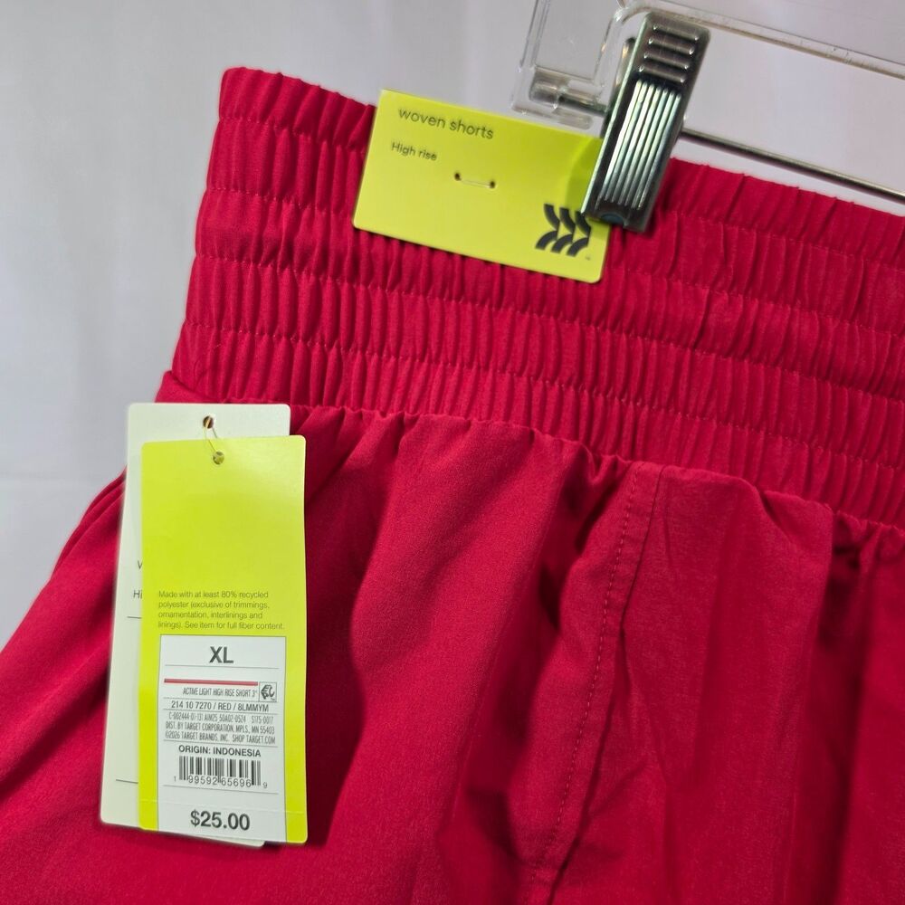 NWT All in Motion Active Light High Rise Running Shorts 3" Red Woven Womens XL - Picture 7 of 8